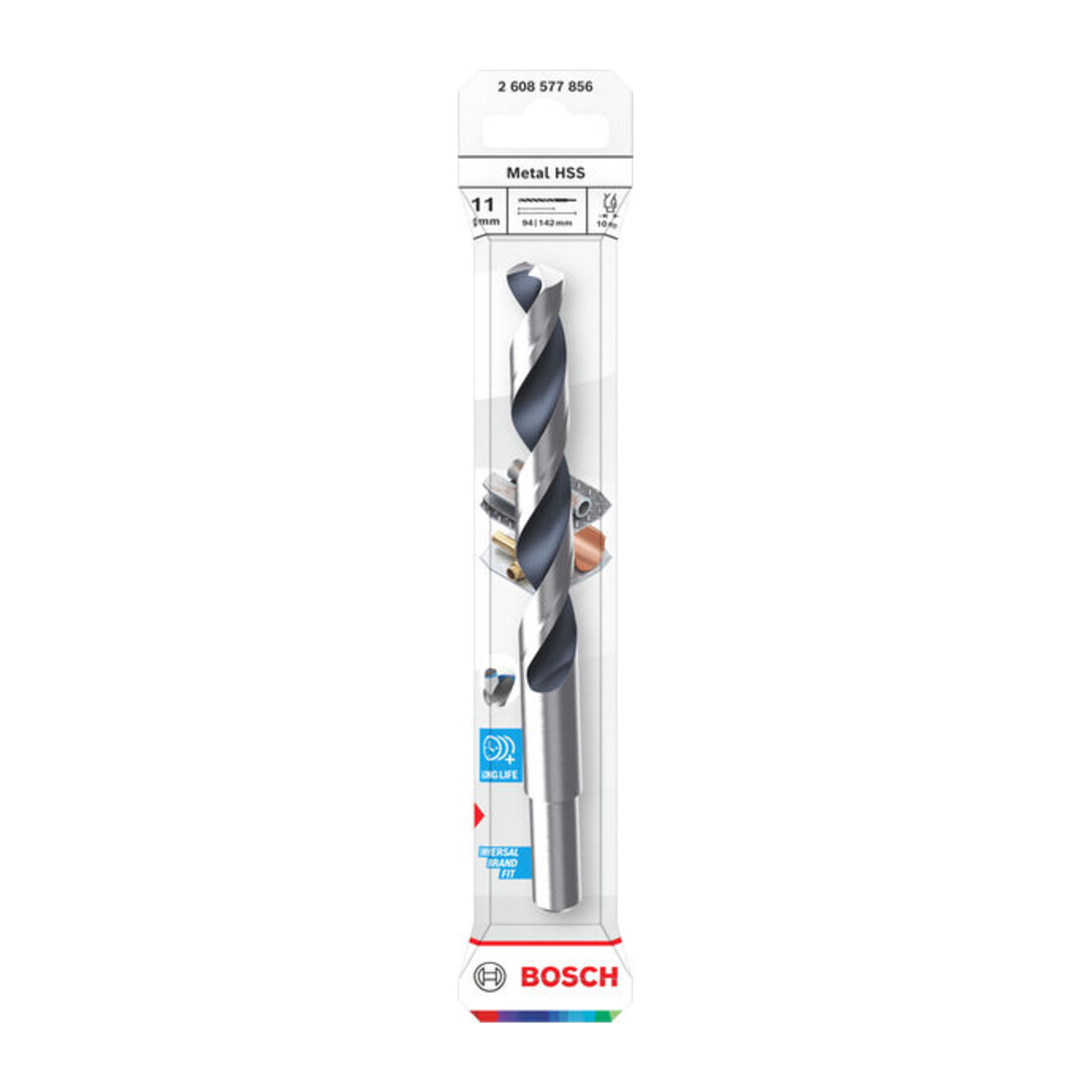 Bosch Foret hélicoïdal HSS métal, 11 x 94 x 142 mm, CYL queue réduite