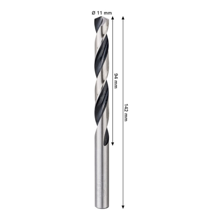 Bosch Foret hélicoïdal HSS métal, 11 x 94 x 142 mm, tige CYL