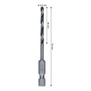 Bosch Foret hélicoïdal HSS métal, 3,3 x 36 x 75 mm, tige HEX 1/4-4