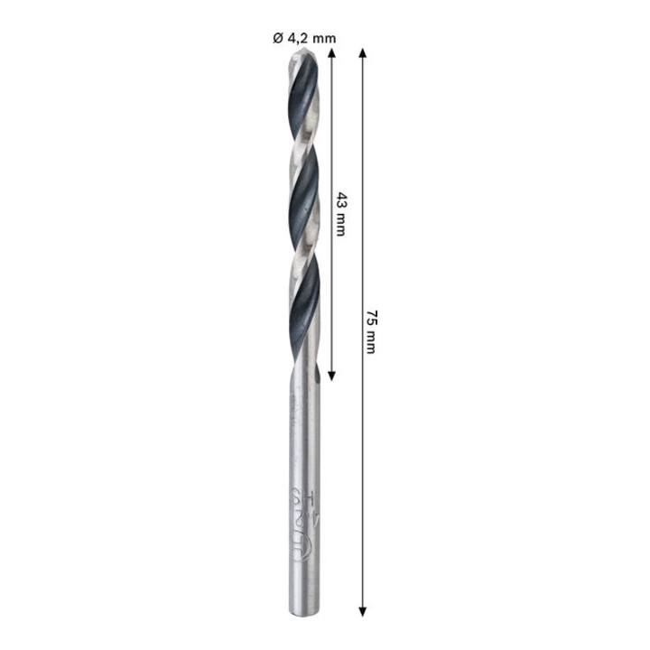 Bosch Foret hélicoïdal HSS métal, 4,2 x 43 x 75 mm, tige CYL