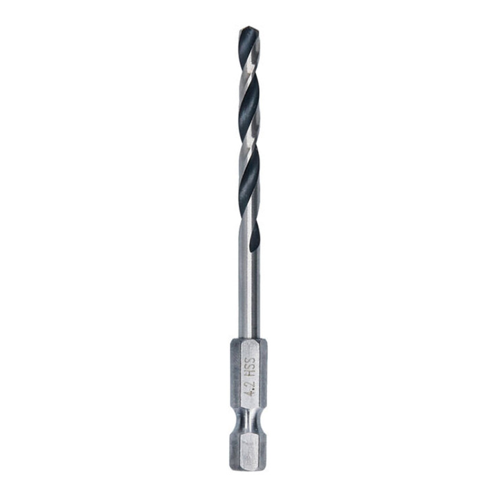 Bosch Foret hélicoïdal HSS métal, 4,2 x 43 x 83 mm, tige HEX 1/4