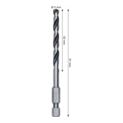 Bosch Foret hélicoïdal HSS métal, 5 x 52 x 91 mm, tige HEX 1/4-4