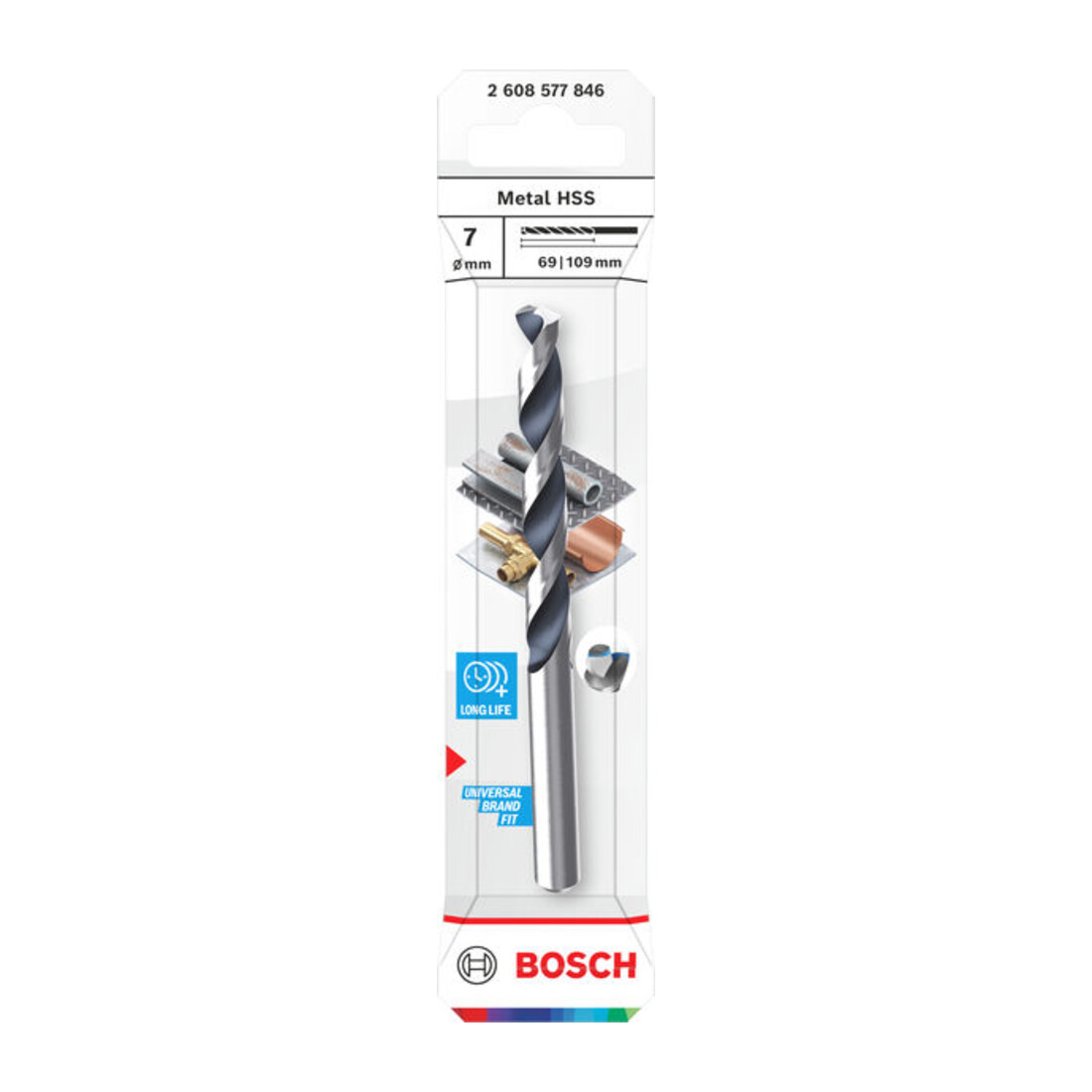 Bosch Foret hélicoïdal HSS métal, 7 x 69 x 109 mm, tige CYL