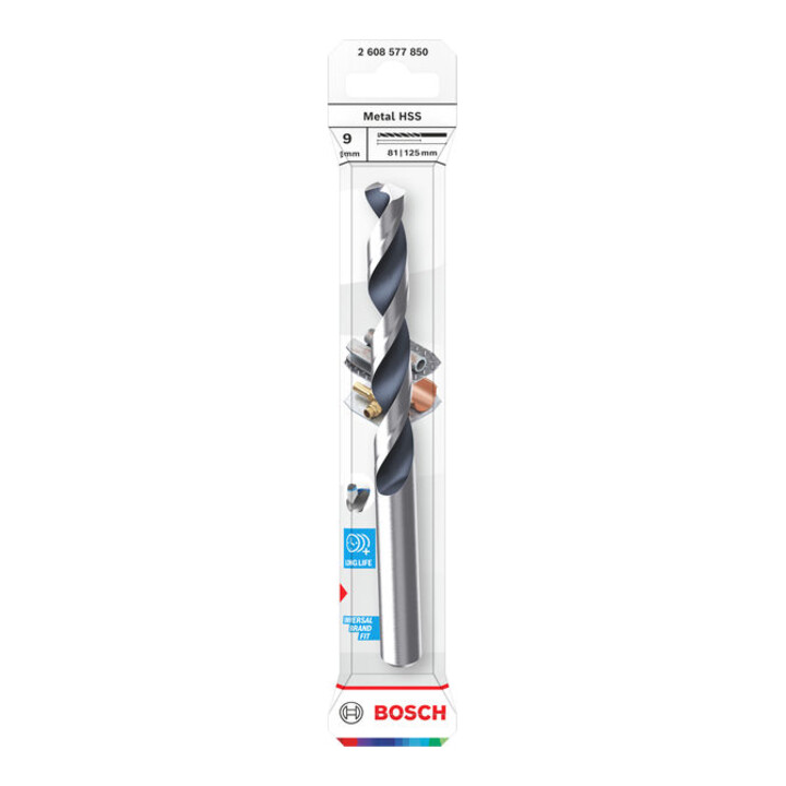 Bosch Foret hélicoïdal HSS métal, 9 x 81 x 125 mm, tige CYL
