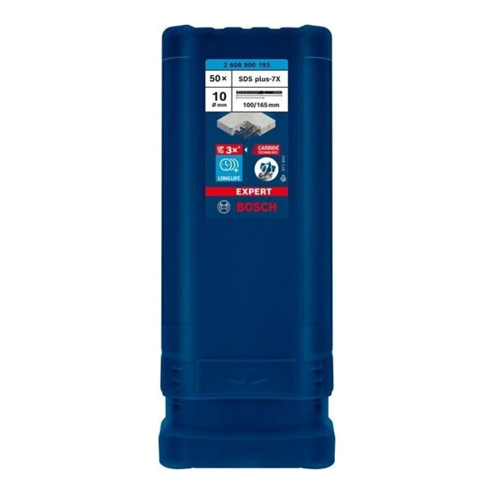Bosch Forets à percussion EXPERT 10x100x165mm VE de 50 pièces SDS plus-7X