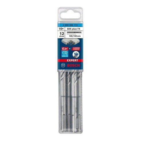 Bosch Forets à percussion EXPERT 12x100x165mm VE de 10 pièces SDS plus-7X