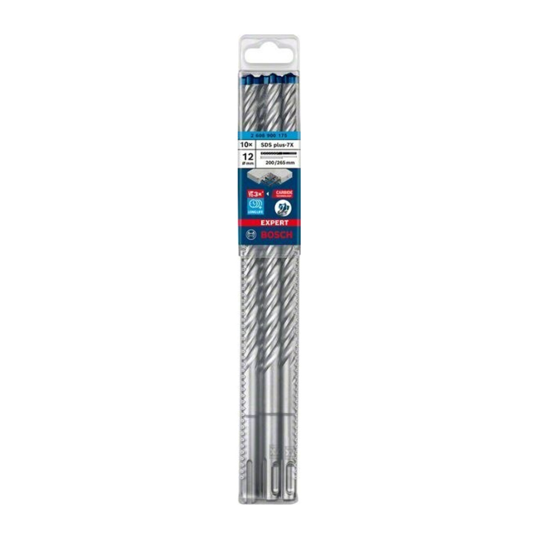 Bosch Forets à percussion EXPERT 12x200x265mm VE de 10 pièces SDS plus-7X