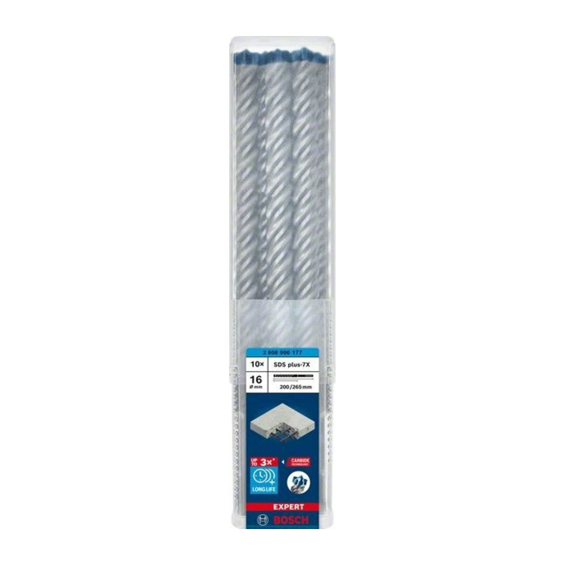 Bosch Forets à percussion EXPERT 16x200x265mm VE de 10 pièces SDS plus-7X