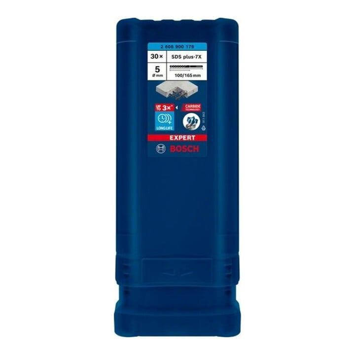 Bosch Forets à percussion EXPERT 5x100x165mm VE de 30 pièces SDS plus-7X