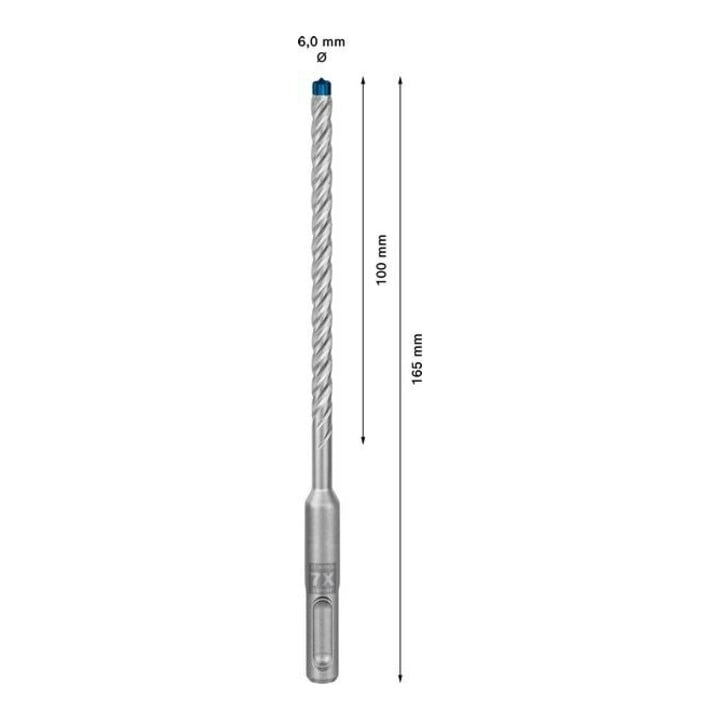 Bosch Forets à percussion EXPERT 6x100x165mm VE de 10 pièces SDS plus-7X