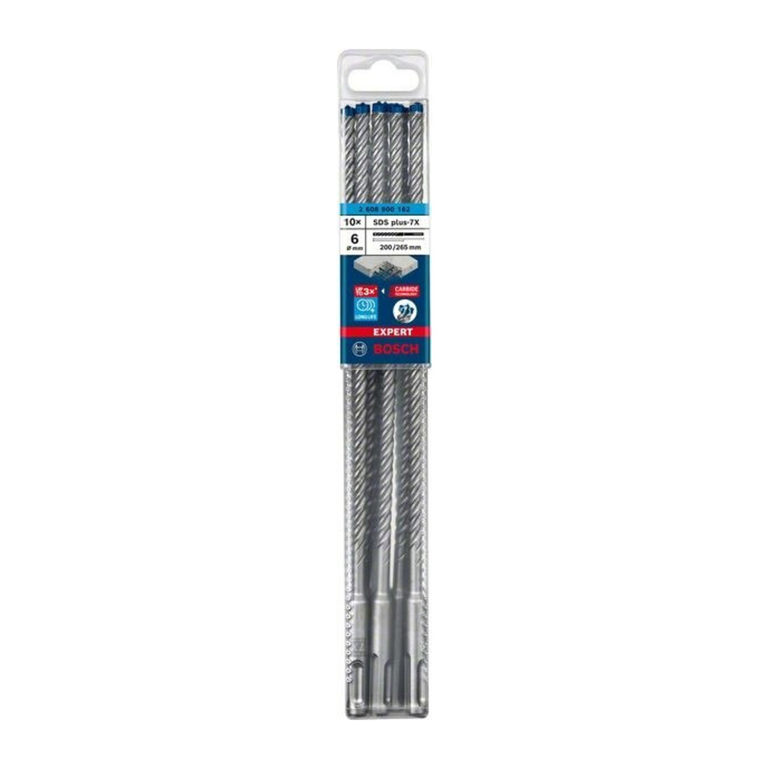 Bosch Forets à percussion EXPERT 6x200x265mm VE de 10 pièces SDS plus-7X