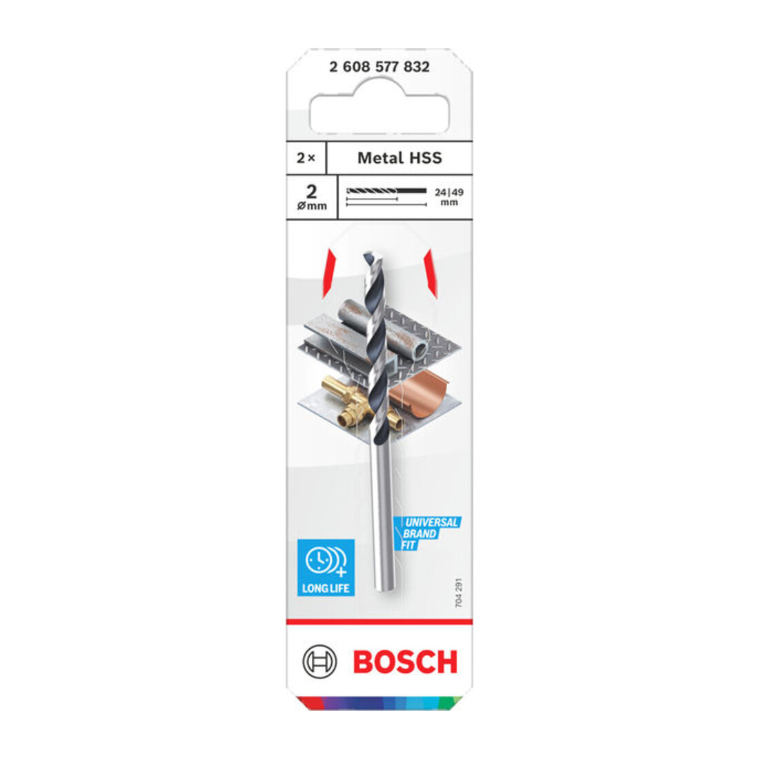 Bosch Forets hélicoïdaux en métal HSS, 2 x 24 x 49 mm, queue CYL, 2 pièces
