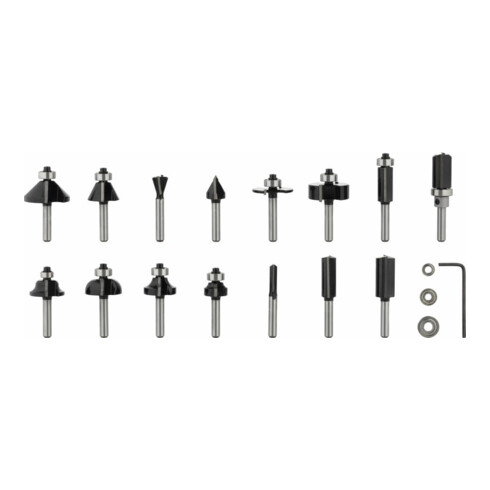 Bosch Fräser-Set 1/4"-Schaft 15-teilig