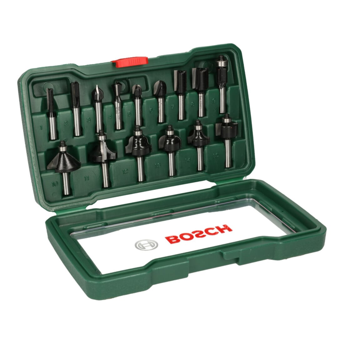 Bosch Fräser-Set-HM, 15-teilig, Durchmesser 8 mm Schaft