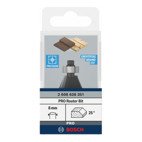 Bosch Fresa a smussare 8mm D1 23,7mm B 5,5mm L12mm G 54mm 25°