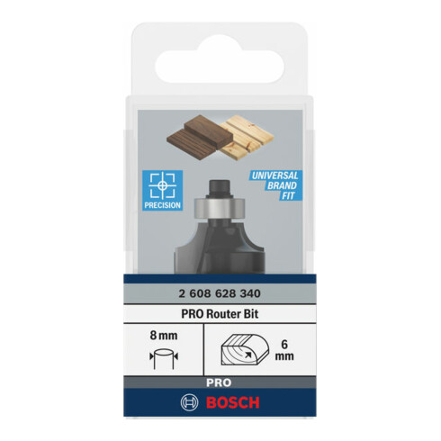 Bosch Fresa per arrotondare Standard for Wood 8 mm R1 6 mm L 13,2 mm G 53 mm