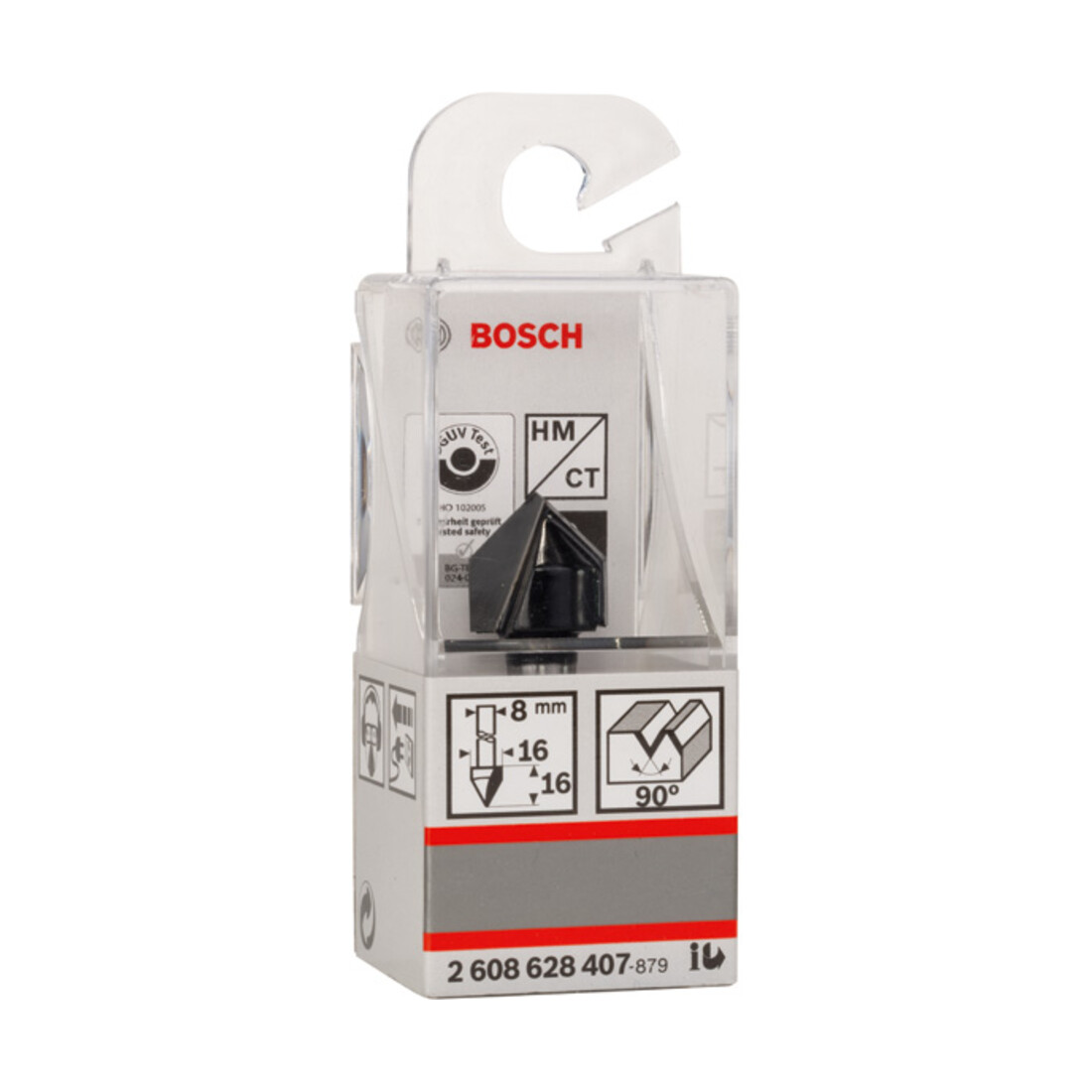 Bosch Fresa per scanalature a V Standard for Wood, con gambo da 8mm D1 16mm L16mm G 45mm 90°.