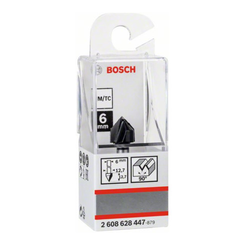 Bosch Fresa per scanalature a V Standard for Wood, con gambo da 6mm D1 12,7mm L12,7mm,G 45mm,90°