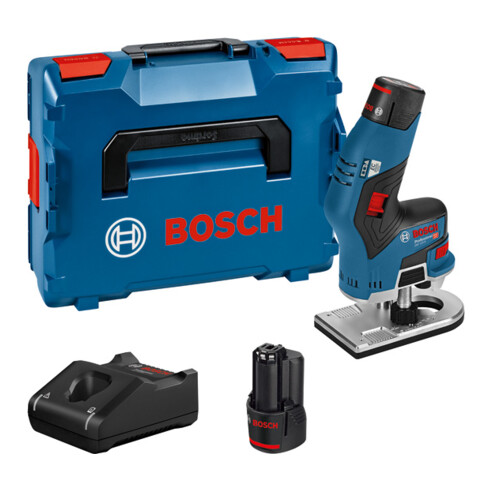 Bosch Fresatrice rifilatrice a batteria 12 V-8 con 2 x batterie agli ioni di litio da 3,0 Ah L-BOXX