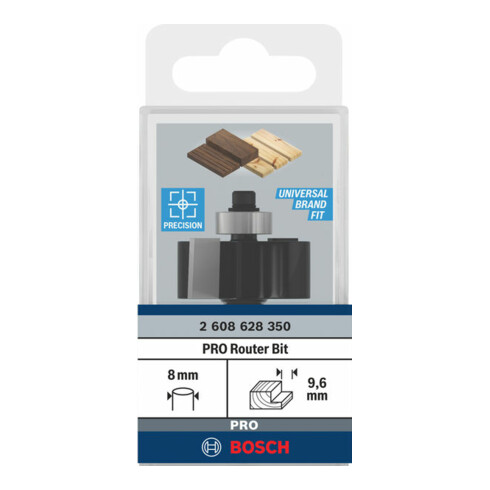 Bosch Frese per piegatura Standard for Wood 8 mm largh. 9,5 mm diam. 31,8 mm lungh. 12,5 mm fil. 54 mm