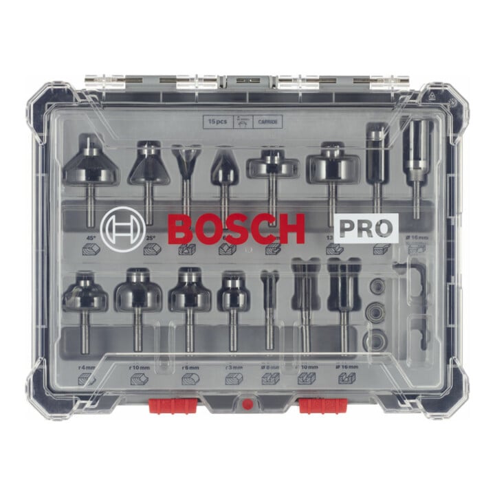 Bosch frezenset 6 mm schacht 15 stuks