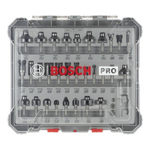 Bosch frezenset, 8 mm schacht, 30 stuks