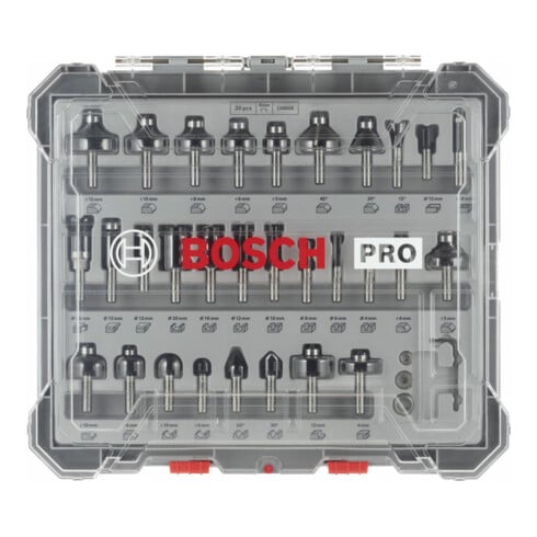 Bosch frezenset, 8 mm schacht, 30 stuks