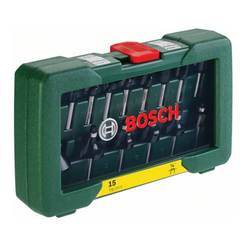 Bosch frezenset-HM, 15-delig, diameter: 1/4" schacht