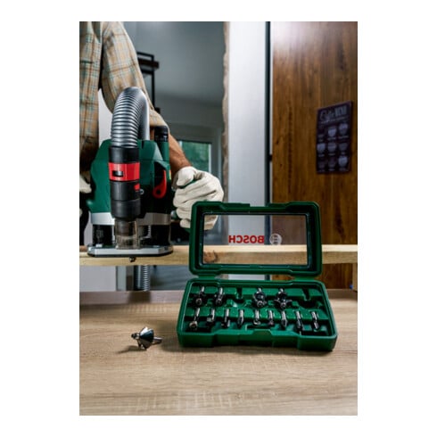 Bosch frezenset-HM, 15-delig, diameter: 1/4" schacht