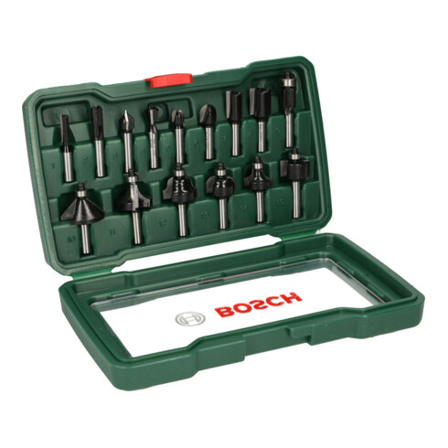 Bosch frezenset-HM, 15-delig, diameter 8 mm schacht