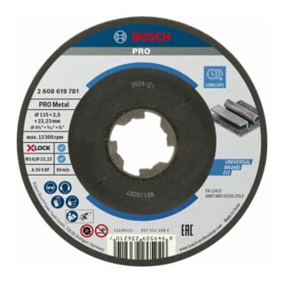 Bosch Gekröpfte Trennscheibe Standard for Metal X-Lock, Durchmesser 115 mm