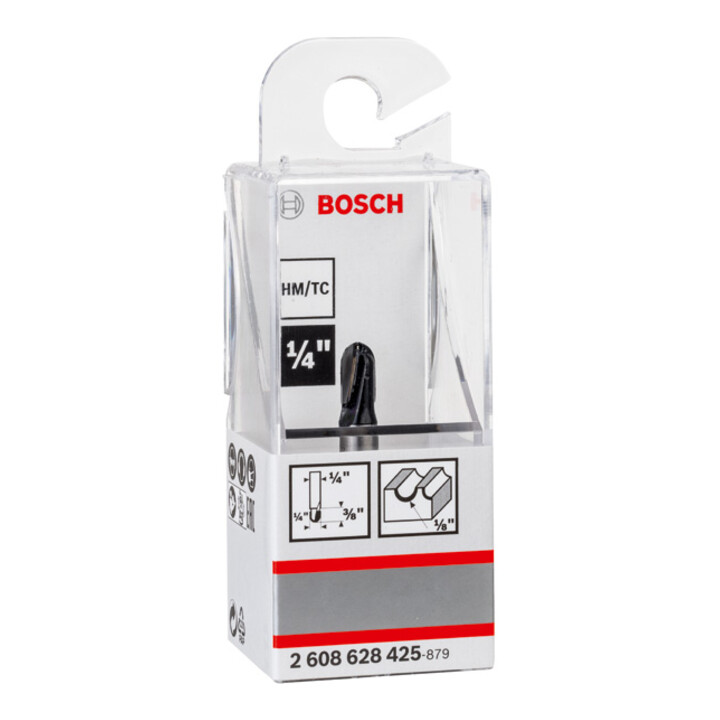 Bosch groeffrees 1/4", R1 3,2 mm, D 9,5 mm, L 9,2 mm, G 40 mm