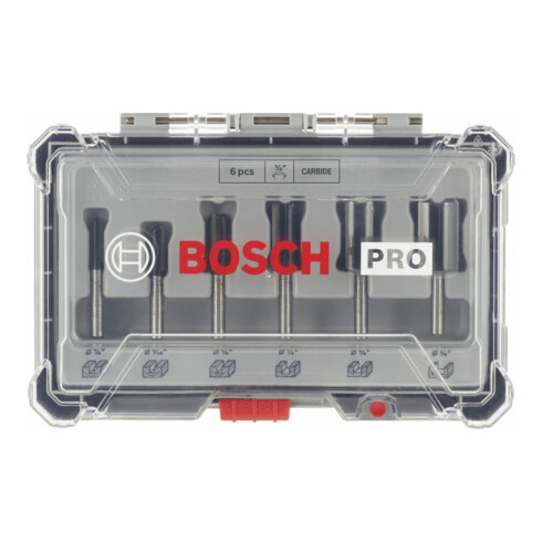 Bosch groeffrees set 1/4" schacht 6 delig