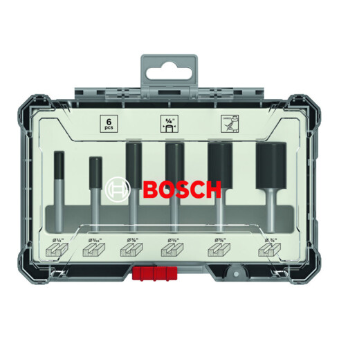 Bosch groeffrees set 1/4" schacht 6 delig