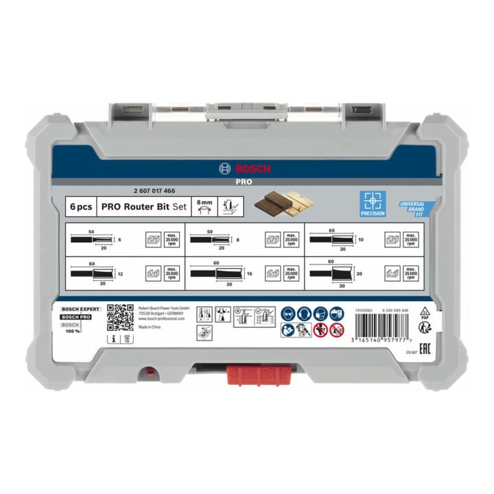 Bosch groeffrees set 8 mm schacht 6 stuks