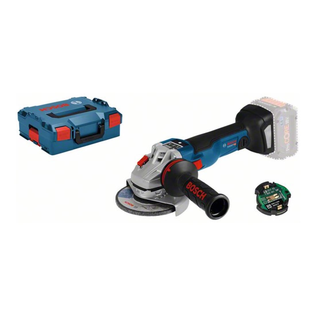 Bosch haakse slijpmachine op accu GWS 18V-10 SC soloversie GCY 30-4 L-BOXX 125mm