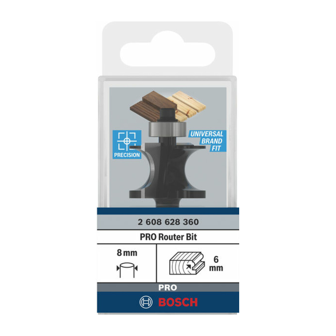 Bosch halfrondfrees Standard for Wood 8 mm 6 mm 19 mm 63 mm