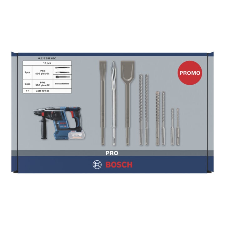 Bosch Hammerbohren Kit GBH 18V-26+PRO 9tlg