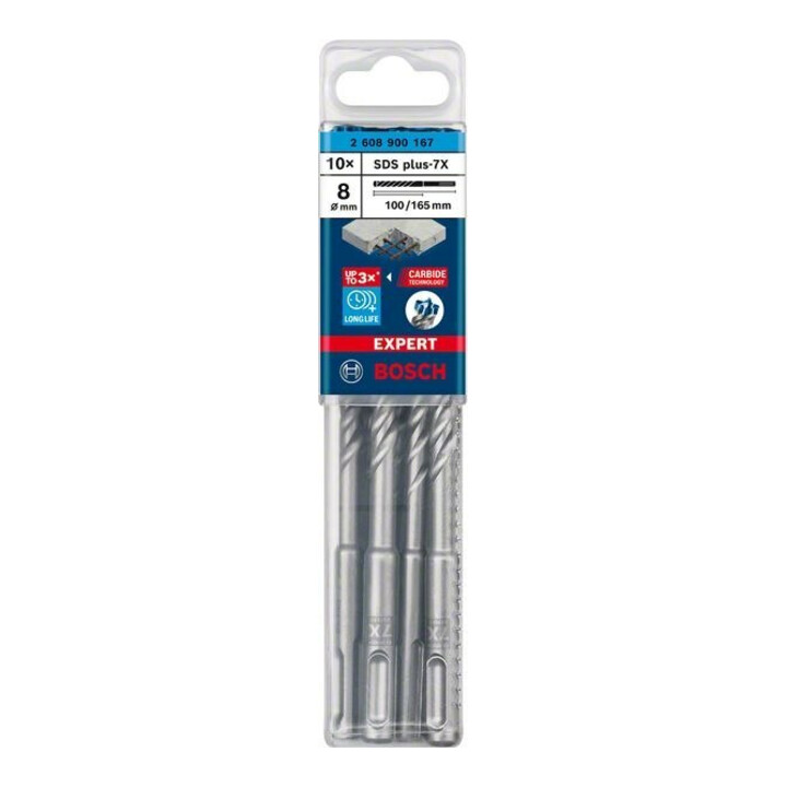 Bosch Hammerbohrer EXPERT 8x100x165mm VE à 10 Stück SDS plus-7X