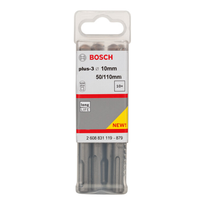 Bosch Hammerbohrer  plus-3, 10x50x110mm 10 Stk.