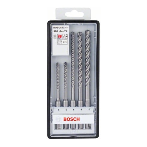 Bosch Hammerbohrer-Set SDS plus-7X Robust Line, 5-teilig, 5 - 10 mm