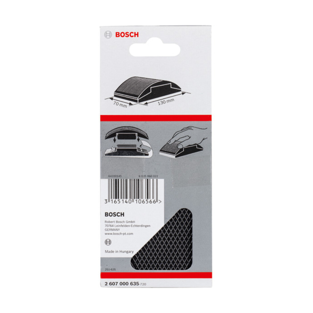 Bosch handschuurblok 70 x 130 mm Rubber