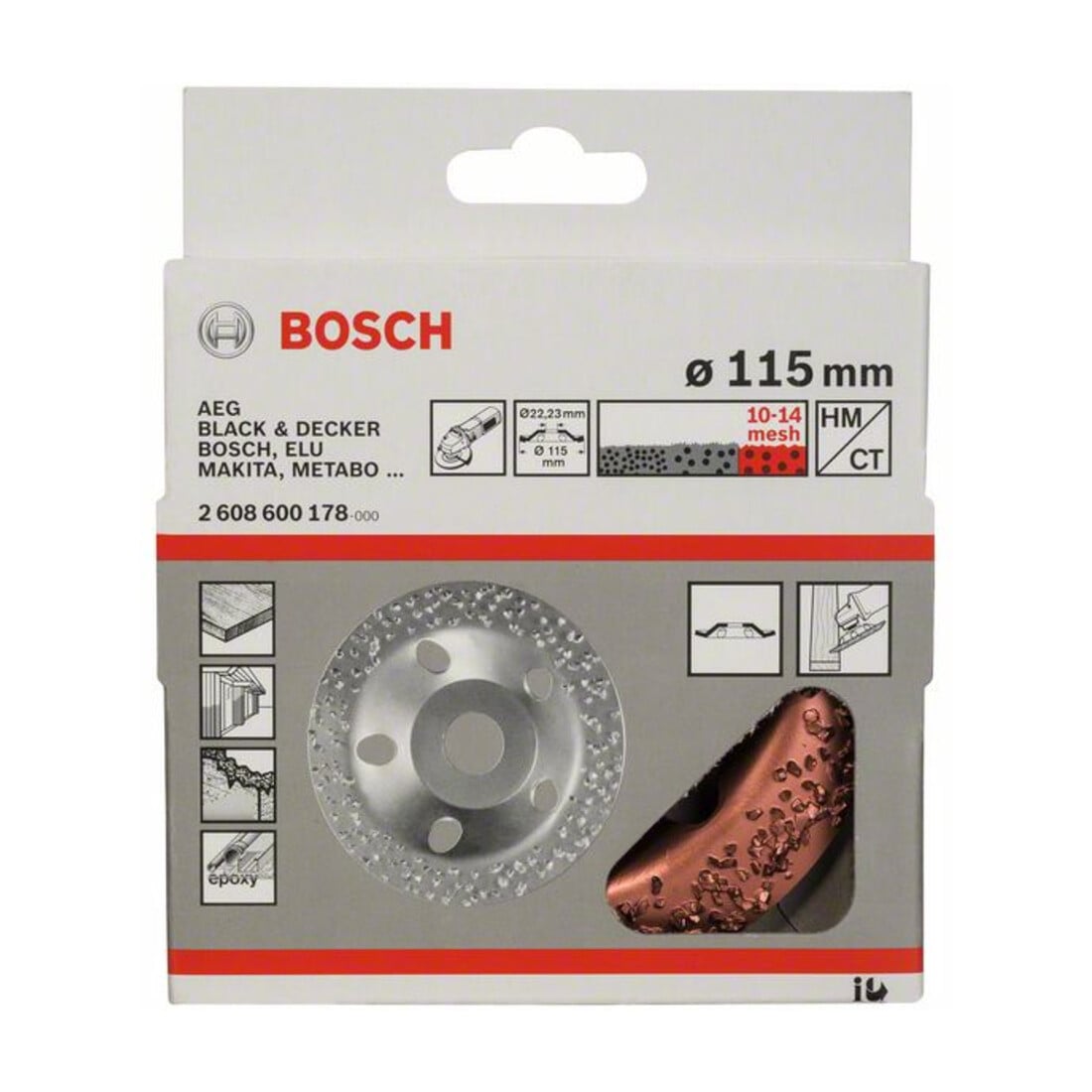 Bosch hardmetalen schijf 115 x 22,23 mm grof gehoekt
