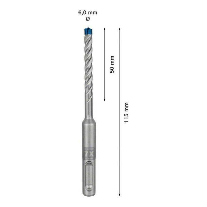 Bosch Hartmetall-Hammerbohrer EXPERT„7X“ SDS-plus,⌀xganze Länge: 6X115mm