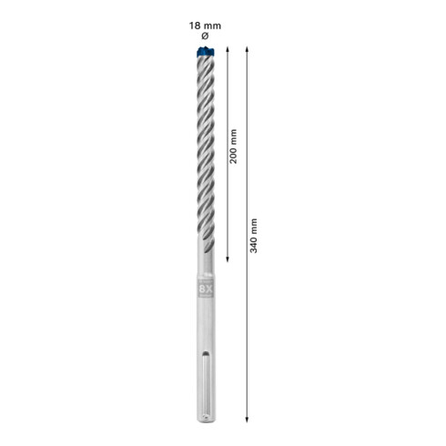Bosch Hartmetall-Hammerbohrer SDS-max EXPERT„8X“ SDS-max,⌀xganze Länge: 18X340mm