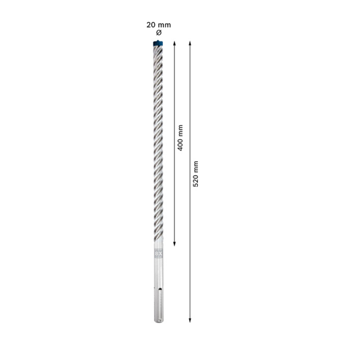Bosch Hartmetall-Hammerbohrer SDS-max EXPERT„8X“ SDS-max,⌀xganze Länge: 20X520mm