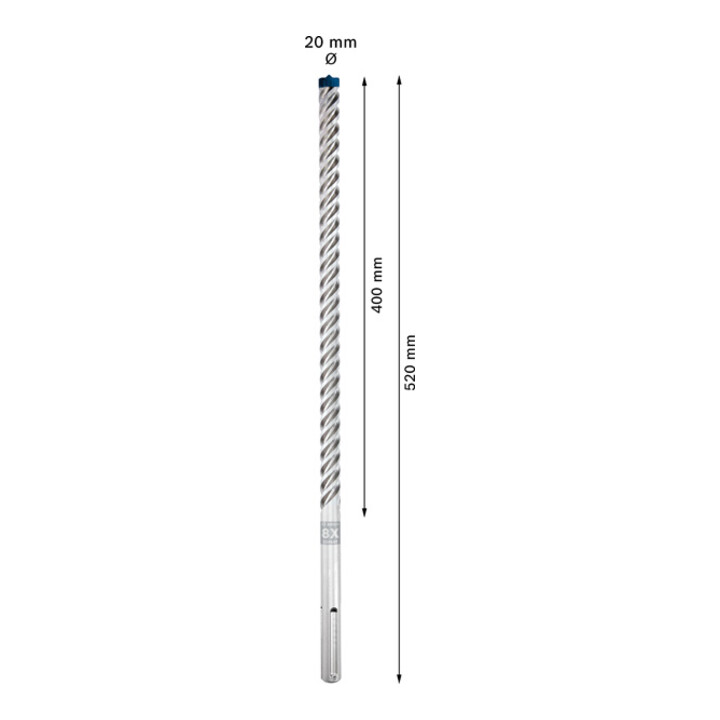 Bosch Hartmetall-Hammerbohrer SDS-max EXPERT„8X“ SDS-max,⌀xganze Länge: 20X520mm