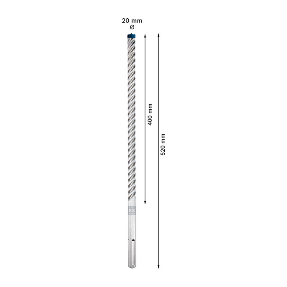 Bosch Hartmetall-Hammerbohrer SDS-max EXPERT„8X“ SDS-max,⌀xganze Länge: 20X520mm