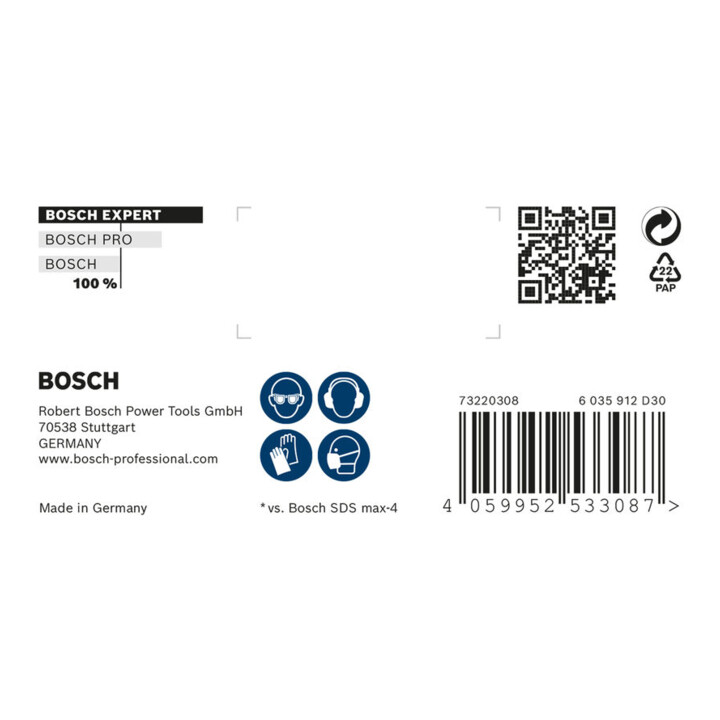 Bosch Hartmetall-Hammerbohrer SDS-max EXPERT„8X“ SDS-max,⌀xganze Länge: 22X520mm