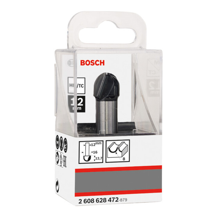 Bosch Hohlkehlfräser 12 mm R1 8 mm D 16 mm L 12,7 mm G 54 mm